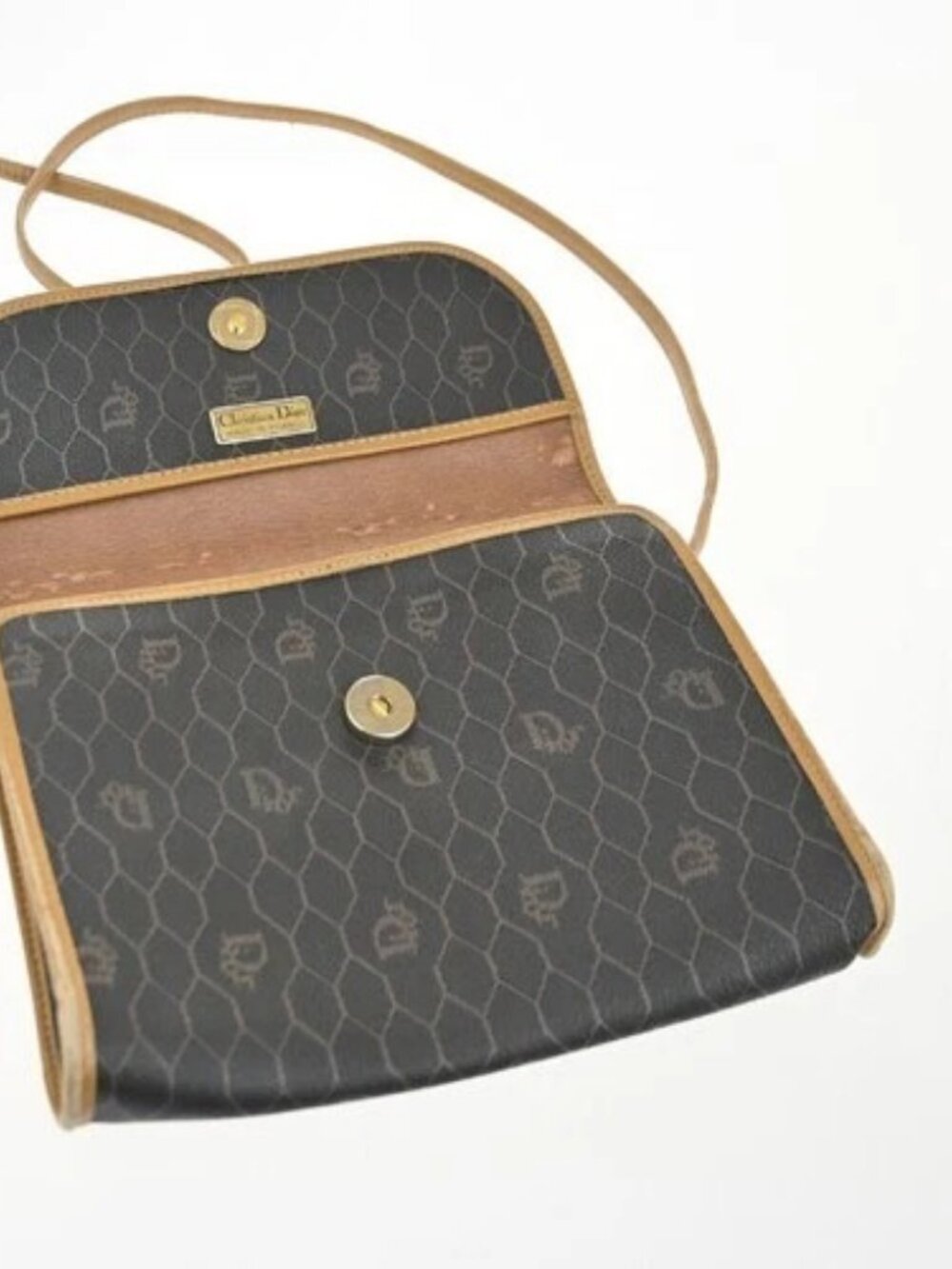 CHRISTIAN DIOR Logo Honeycomb Mini Shoulder Bag PVC Leather BLack GHW 61CA697 - Picture 9 of 15